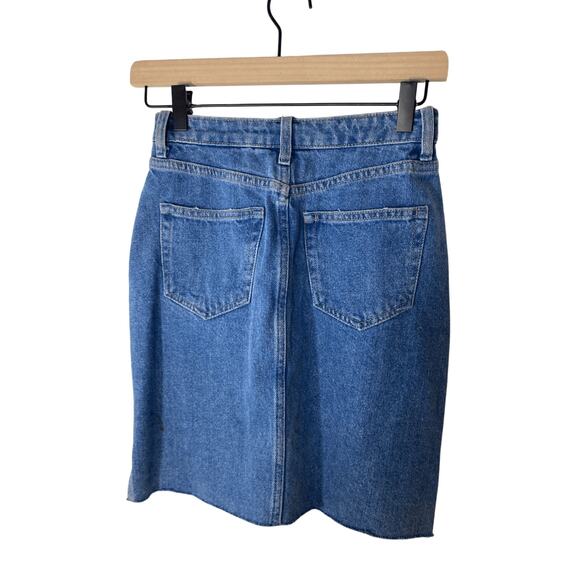 H&M Denim Above Knee Denimcore Y2K Modest Raw Hem Medium Wash Skirt - Picture 7 of 7
